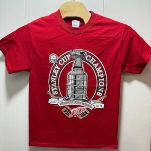 2002 Detroit Red Wings Stanley Cup Champions NHL T-Shirt Mens Medium Vtg Y2K